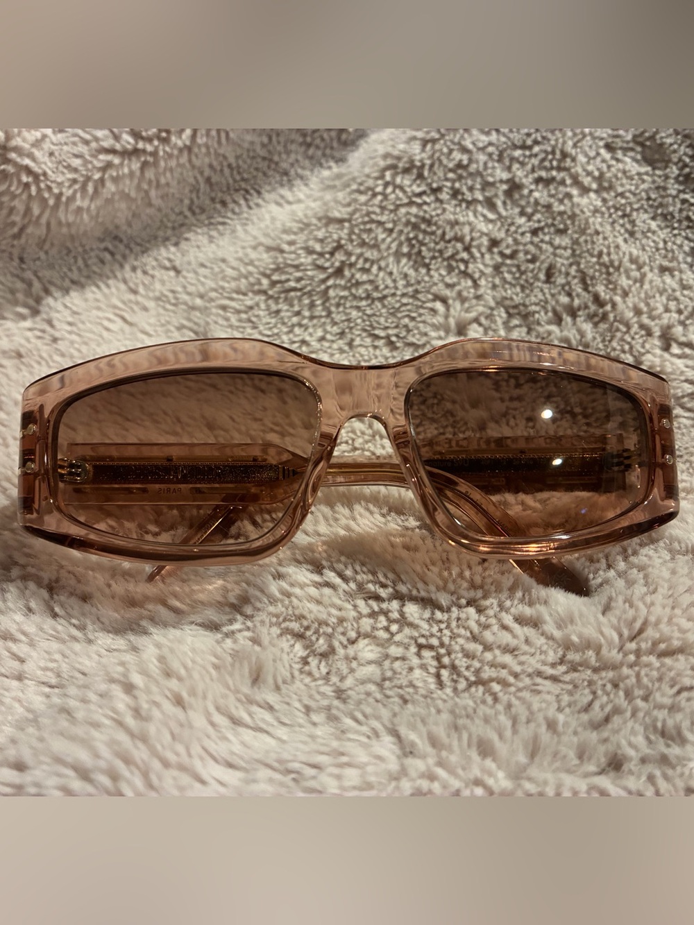 Christian Dior Transparent Brown Women's Rectangle Sunglasses